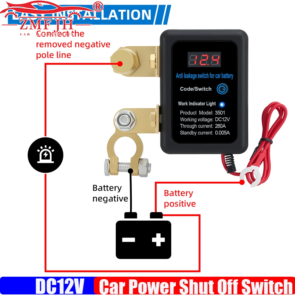 ZMFJH DC 12V Car Automatic Power Shut Off Switch 260A Battery Kill Switch Remote Battery Disconnect Switch for Car Truck SUV
ZMFJH DC 12V Car Automatic Power Shut Off Switch 260A Battery Kill Switch Remote Battery Disconnect Switch for Car Truck SUV