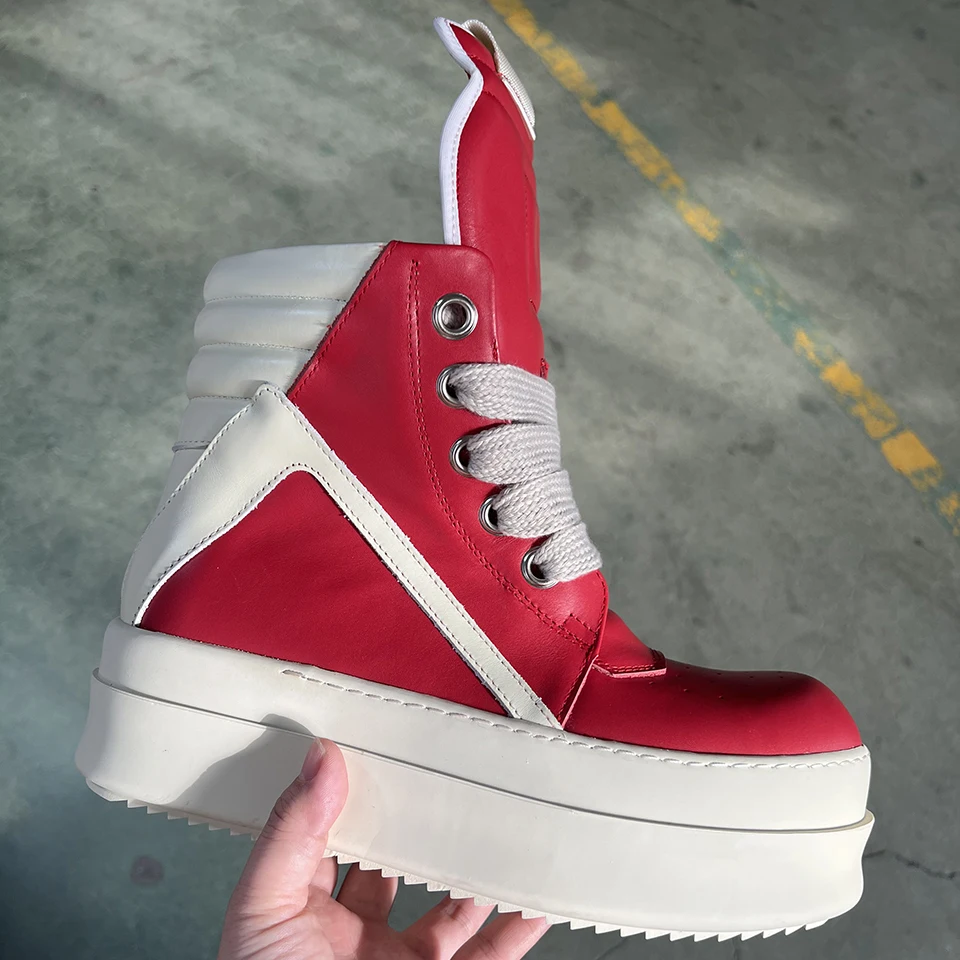 Men High Top Casual Shoes Ankle Boots Zip Red Leather Jumbo Lace Up Ro Classic 7cm Thick Sole Platform Pantshoes Women Sneakers
Men High Top Casual Shoes Ankle Boots Zip Red Leather Jumbo Lace Up Ro Classic 7cm Thick Sole Platform Pantshoes Women Sneakers