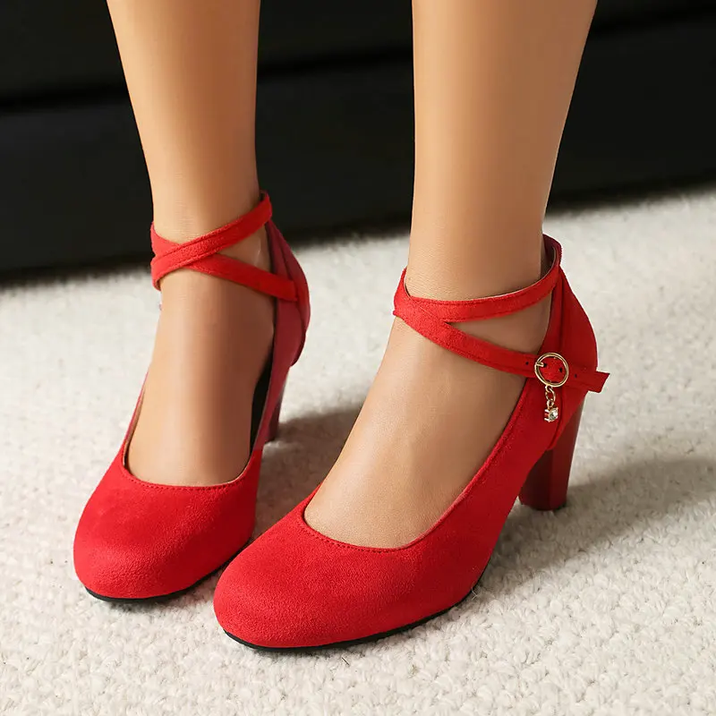 Velour Velvet Closed Toe Black Red Ankle Cross-strap Thick Chunky High Heels Big Size 42 43 Lovely Sweet Pumps Mary Janes Shoes
Velour Velvet Closed Toe Black Red Ankle Cross-strap Thick Chunky High Heels Big Size 42 43 Lovely Sweet Pumps Mary Janes Shoes