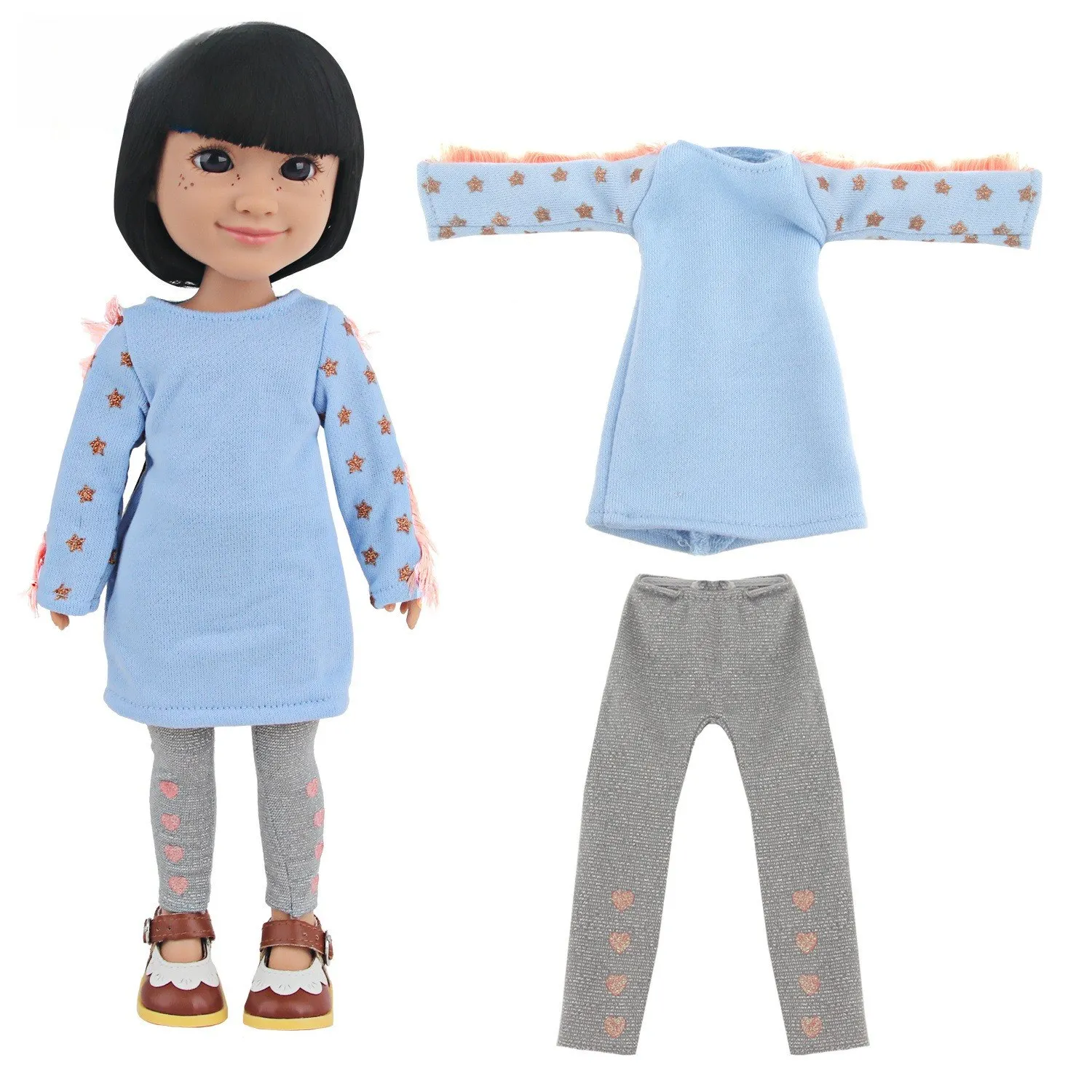 14-дюймовая кукла-рерорт, синяя длинная толстовка с капюшоном, серые простые длинные брюки 
14-дюймовая кукла-рерорт, синяя длинная толстовка с капюшоном, серые простые длинные брюки