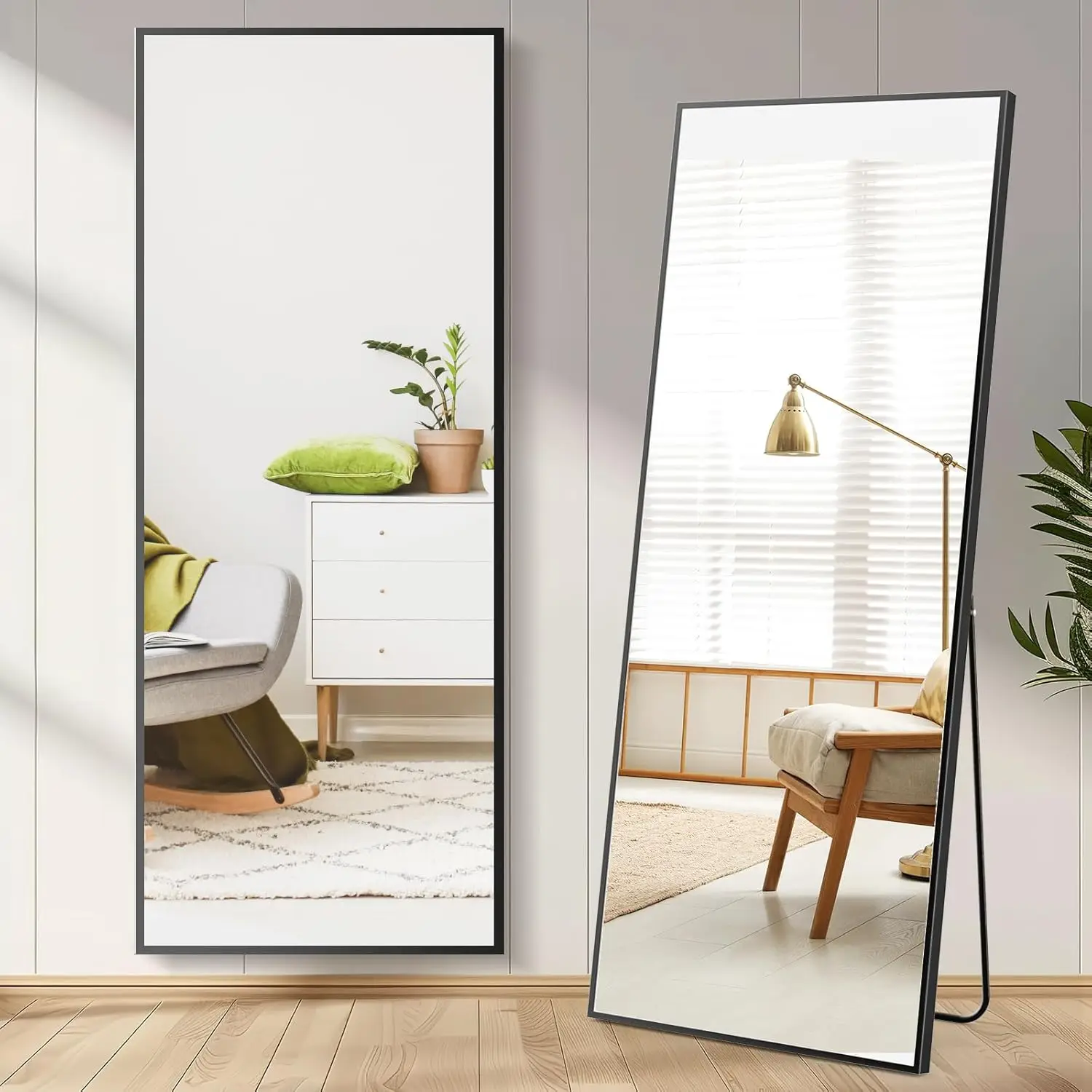 65x21 Inch Full Body Floor Mirror with Stand, Shatter-Resistant Glass, Flexible Installation for Bedroom or Cloakroom
65x21 Inch Full Body Floor Mirror with Stand, Shatter-Resistant Glass, Flexible Installation for Bedroom or Cloakroom