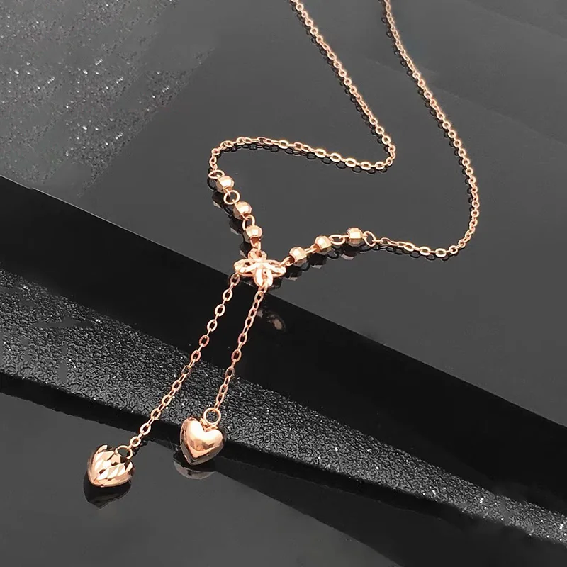 585 Purple Gold Hollow Out Flowers Heart Shaped Tassel Necklace for Women Plated 14K Rose Gold Clavicle Chain Wedding Jewelry
585 Purple Gold Hollow Out Flowers Heart Shaped Tassel Necklace for Women Plated 14K Rose Gold Clavicle Chain Wedding Jewelry