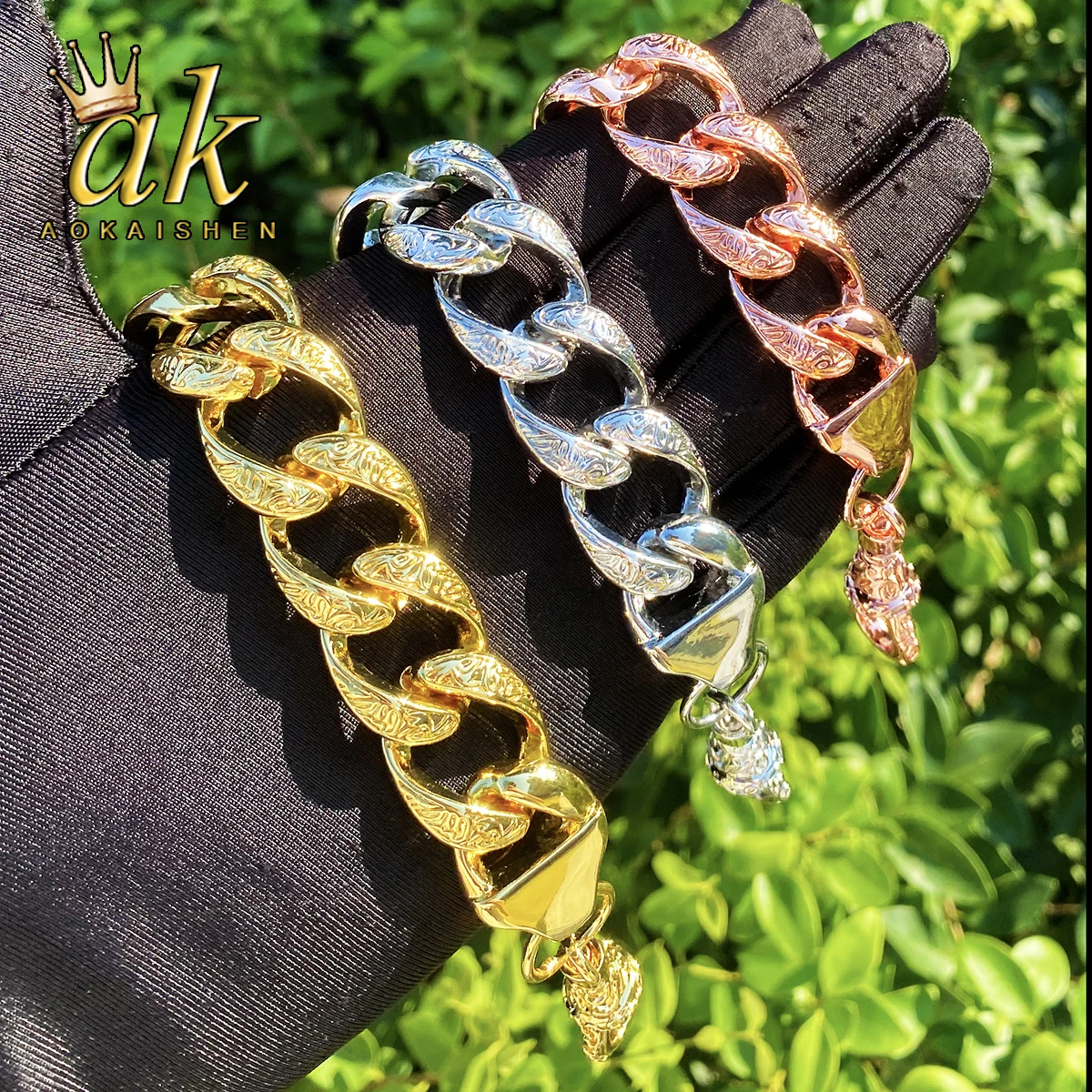 Браслет Aokaishen с узором и закругленными звеньями для мужчин, настоящее медное позолоченное ювелирное изделие в стиле хип-хоп
Браслет Aokaishen с узором и закругленными звеньями для мужчин, настоящее медное позолоченное ювелирное изделие в стиле хип-хоп