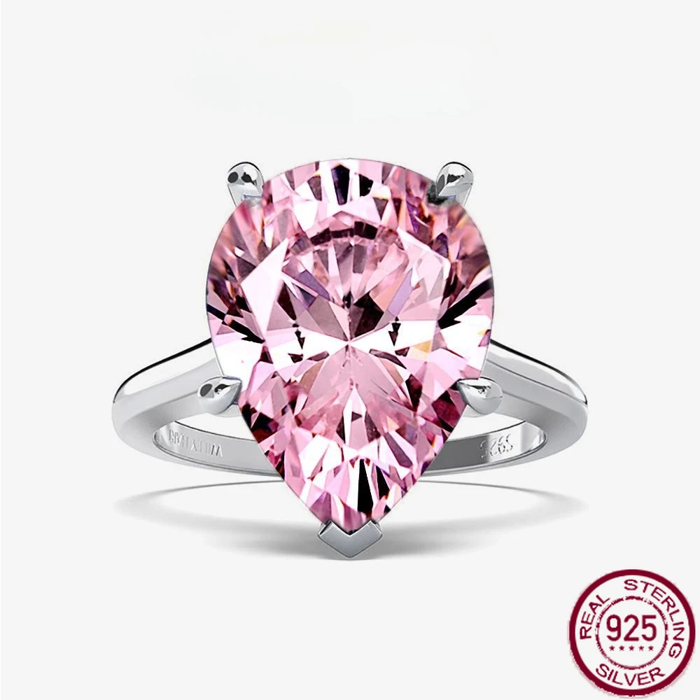 New 925 silver high carbon diamond ring, women's pink teardrop shaped ring, 10 * 14 engagement jewelry
New 925 silver high carbon diamond ring, women's pink teardrop shaped ring, 10 * 14 engagement jewelry