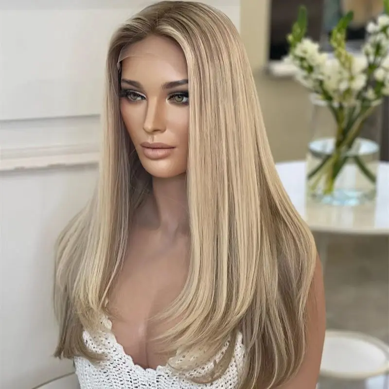 New 26 Inches Mixed Blonde Synthetic Lace Front Wig Wig With Dark Roots Realistic Natural Looking Wig Preplucked Hairline Daily
New 26 Inches Mixed Blonde Synthetic Lace Front Wig Wig With Dark Roots Realistic Natural Looking Wig Preplucked Hairline Daily
