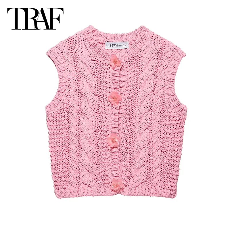 TRAF Pink Short Sweater Tops 2025 Women's Spring Elegant Knitted Tank Vest Tops Fashion Casual Y2k Floral Knitwear Cardigans
TRAF Pink Short Sweater Tops 2025 Women's Spring Elegant Knitted Tank Vest Tops Fashion Casual Y2k Floral Knitwear Cardigans