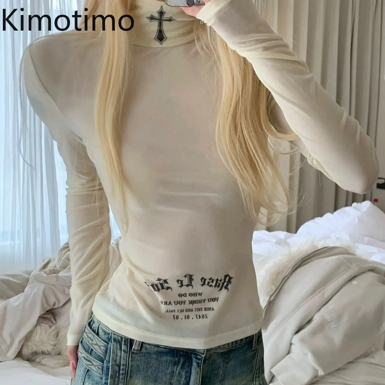 Kimotimo, готическая водолазка, женская футболка с длинными рукавами, лето 2022, облегающие нижние топы с буквенным принтом, Harajuku Y2k, эстетические футболки
Kimotimo, готическая водолазка, женская футболка с длинными рукавами, лето 2022, облегающие нижние топы с буквенным принтом, Harajuku Y2k, эстетические футболки