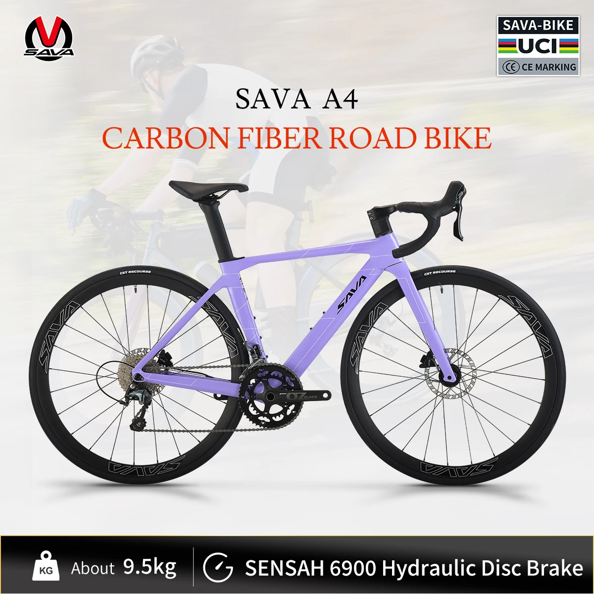 SAVA New Bike A4 Carbon Fiber Road Bike with 4700 Kit 20 Speed Road Bike Race Bike 9.5kg International UCI Approved
SAVA New Bike A4 Carbon Fiber Road Bike with 4700 Kit 20 Speed Road Bike Race Bike 9.5kg International UCI Approved