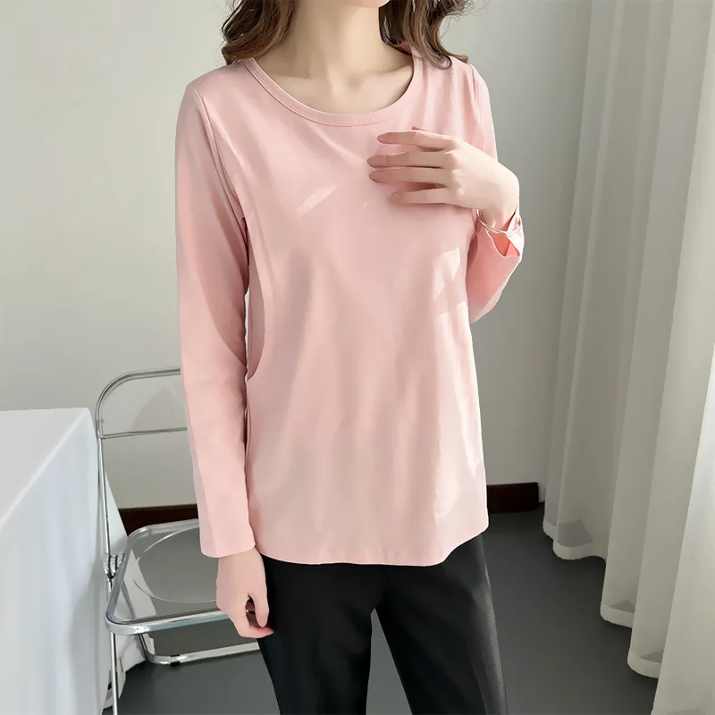 Round Neck Maternity Nursing Top Long Sleeve Side Access Breastfeeding T-Shirt Soft Heather Gray for Pregnant Women
Round Neck Maternity Nursing Top Long Sleeve Side Access Breastfeeding T-Shirt Soft Heather Gray for Pregnant Women