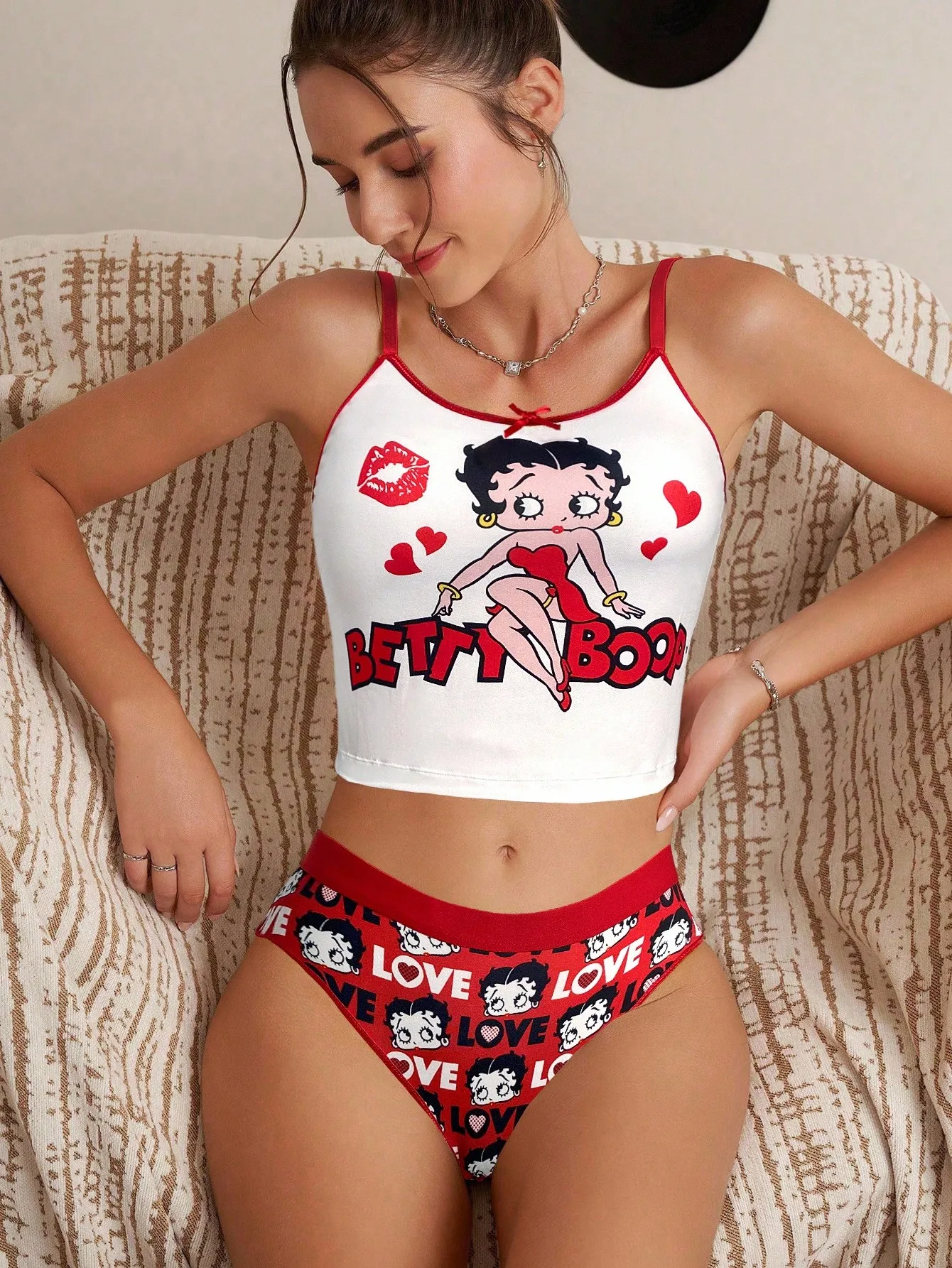 Red & White Cartoon Print Crop Cami Top and Boyshorts Set for Women
Red & White Cartoon Print Crop Cami Top and Boyshorts Set for Women