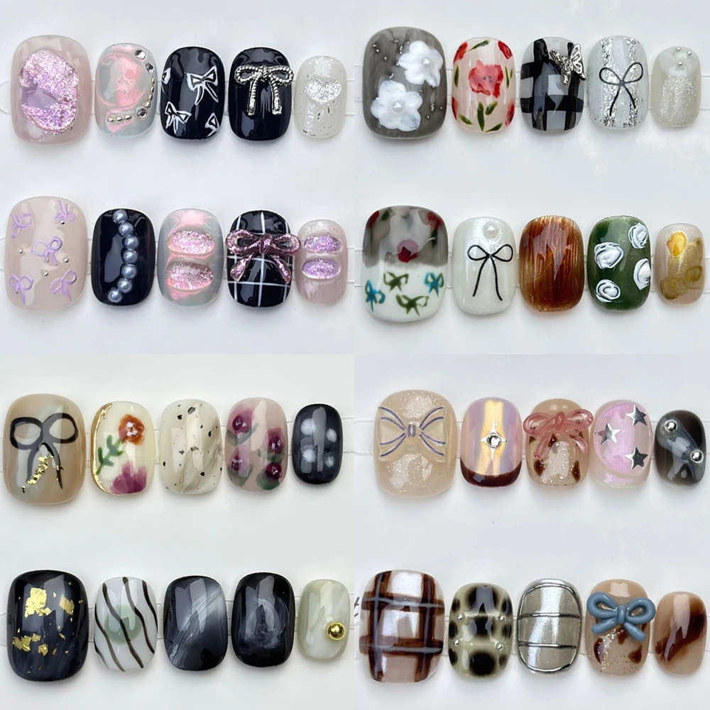 High Quality Sweet Cool Removable Full Cover False Nail 3D Pearl Flowers Steel Ball Bowknot Design Short Square Round False Nail
High Quality Sweet Cool Removable Full Cover False Nail 3D Pearl Flowers Steel Ball Bowknot Design Short Square Round False Nail