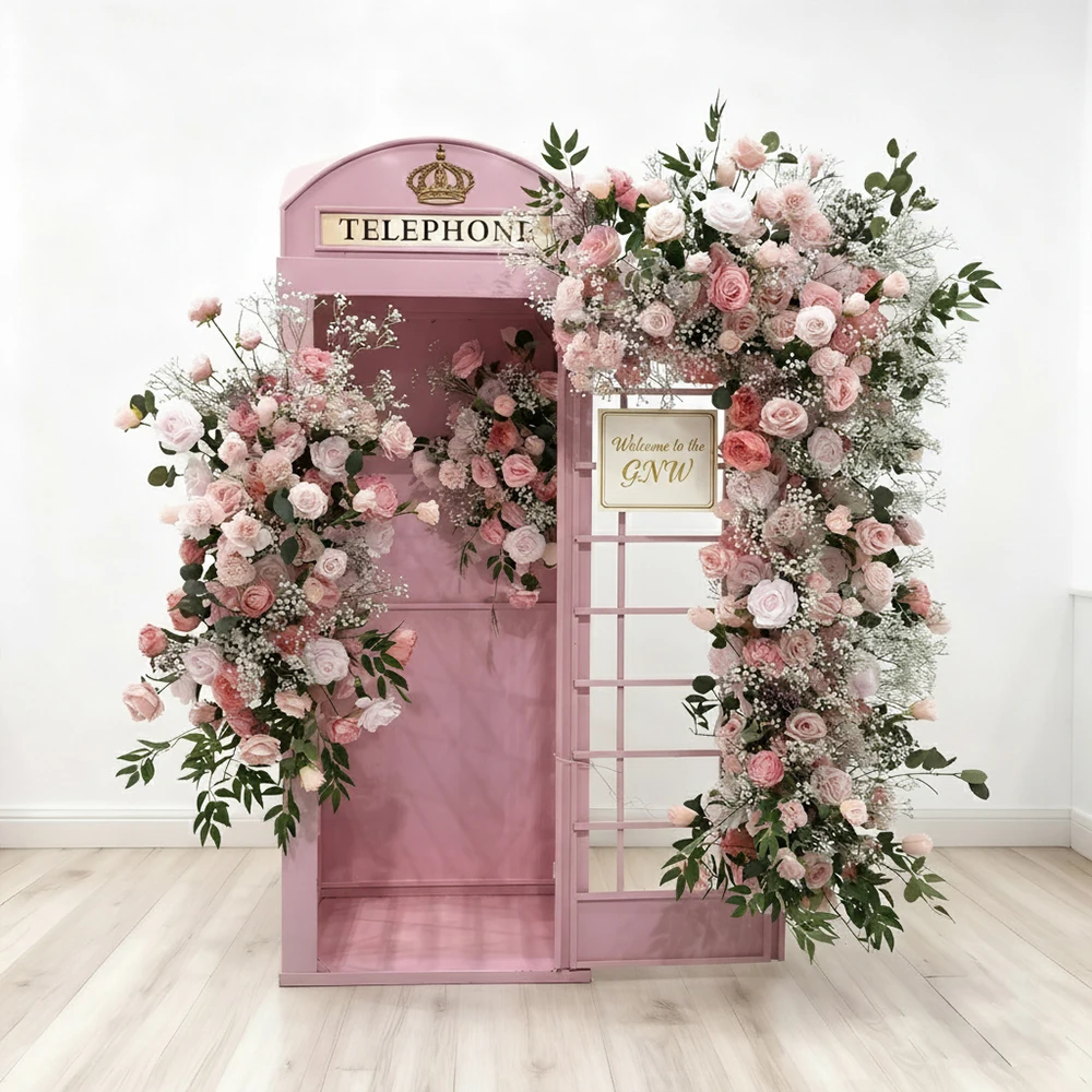 Customized Telephone Booth Decor With Flower Wall & Floral Runner Artificial Flower Arrangement For Wedding Party Photobooth
Customized Telephone Booth Decor With Flower Wall & Floral Runner Artificial Flower Arrangement For Wedding Party Photobooth
