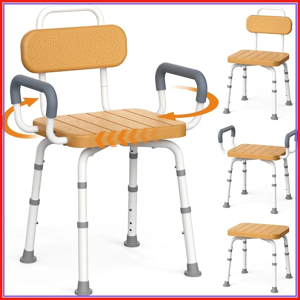 Swivel Shower Chair with Removable Arm & Back, Rotating Bench Adjustable Height, Safety Stool for Small Bathroom, Brown
Swivel Shower Chair with Removable Arm & Back, Rotating Bench Adjustable Height, Safety Stool for Small Bathroom, Brown