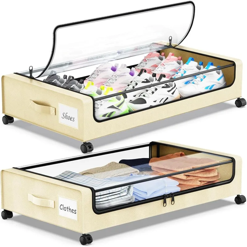 Under Bed Storage with Wheels, 2-Pack Under the Bed Storage Containers with Lids, Rolling UnderBed Storage Metal Drawer
Under Bed Storage with Wheels, 2-Pack Under the Bed Storage Containers with Lids, Rolling UnderBed Storage Metal Drawer