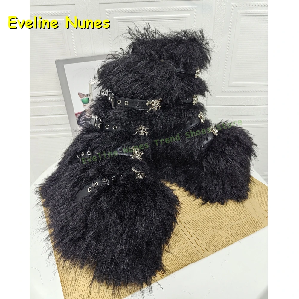 Metal Skull Decoration Punk Y2K Boots Round Toe Height Increase Belt Buckle Faux Fur Fashion Women Knee High Boots 2025 Newest
Metal Skull Decoration Punk Y2K Boots Round Toe Height Increase Belt Buckle Faux Fur Fashion Women Knee High Boots 2025 Newest
