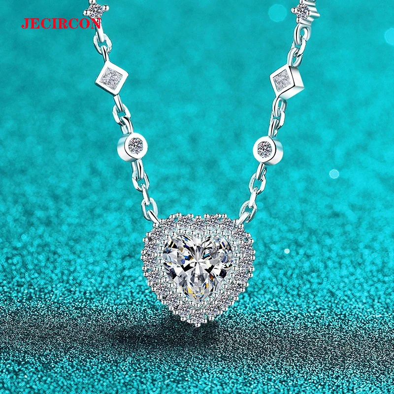 JECIRCON Luxury S925 Sterling Silver Necklace for Women 2CT Heart Moissanite with High Carbon Diamond Pendant, Sparkling Jewelry
JECIRCON Luxury S925 Sterling Silver Necklace for Women 2CT Heart Moissanite with High Carbon Diamond Pendant, Sparkling Jewelry