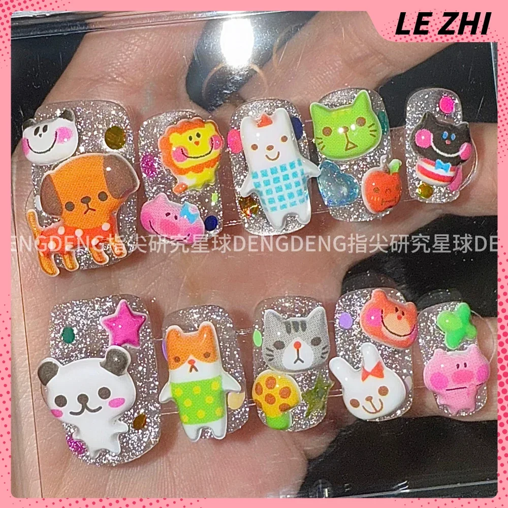 10Pcs Y2K Short Square Round Artifical Press On Nails Cartoon Cute Hello Kitty Cat Dog Glisten Diamond Reusable Full Cover Nails
10Pcs Y2K Short Square Round Artifical Press On Nails Cartoon Cute Hello Kitty Cat Dog Glisten Diamond Reusable Full Cover Nails