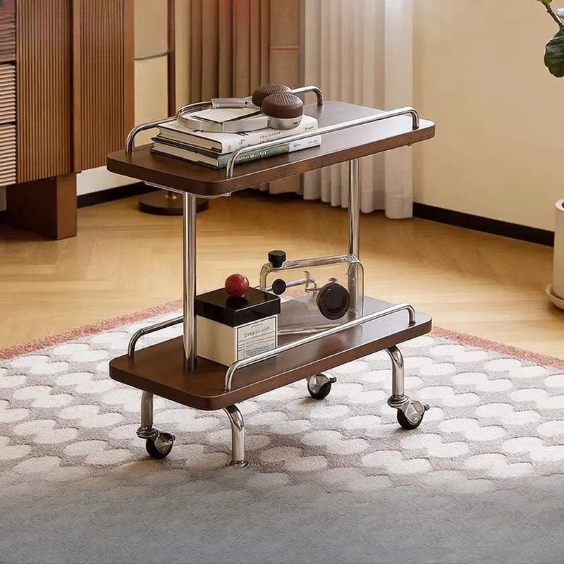 Solid wood medium and ancient style movable side few living room trolley simple light luxury multi-layer storage rack
Solid wood medium and ancient style movable side few living room trolley simple light luxury multi-layer storage rack