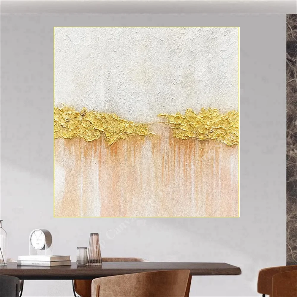 Hand-Painted Abstract Gold Foil Oil Painting 3D Textured White Peach Canvas Modern Minimalist Home Wall Decor
Hand-Painted Abstract Gold Foil Oil Painting 3D Textured White Peach Canvas Modern Minimalist Home Wall Decor