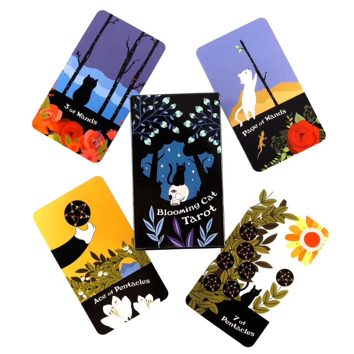 

Blooming Cat Tarot Deck 90 Cards Leisure Party Table Game High Quality Fortune-telling Prophecy Oracle Cards with PDF Guidebook