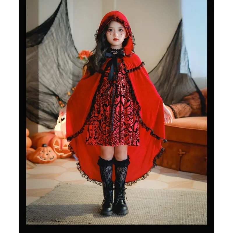 Halloween Kids Girls Fairy Tales Little Red Riding Hood Dress Cloak Set Cosplay Costume Children Stage Show Masquerade Clothing
Halloween Kids Girls Fairy Tales Little Red Riding Hood Dress Cloak Set Cosplay Costume Children Stage Show Masquerade Clothing