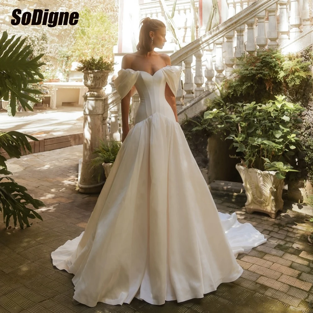 SoDigne A-line Satin Off Shoulder Wedding Dress Back Lace up Bride Dresses Elegant Bridal Gowns vestidos de novia Customized
SoDigne A-line Satin Off Shoulder Wedding Dress Back Lace up Bride Dresses Elegant Bridal Gowns vestidos de novia Customized