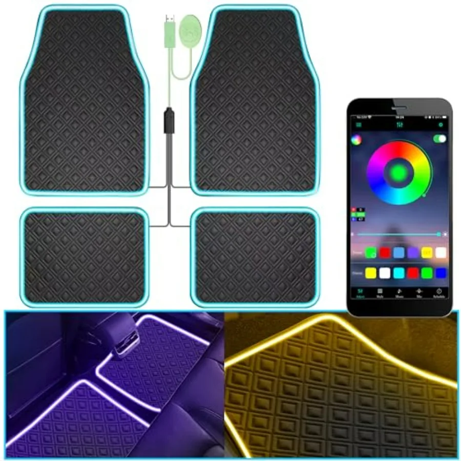 Car Floor Mats with Led Strip Light Premium Universal Fit Black Automotive Carpet Interior Car Lights Floor Mats App Control Fa
Car Floor Mats with Led Strip Light Premium Universal Fit Black Automotive Carpet Interior Car Lights Floor Mats App Control Fa
