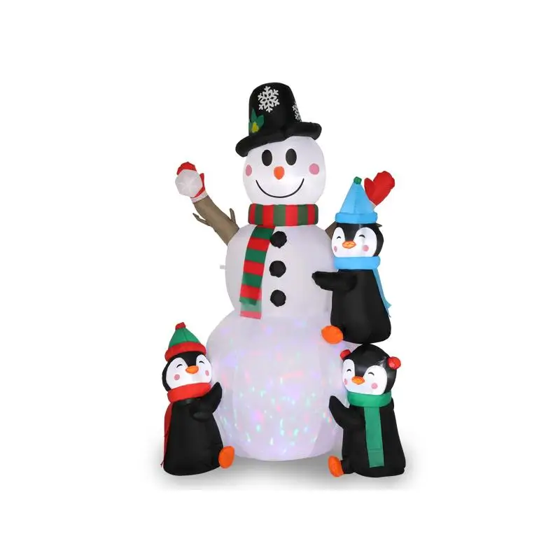 6ft Inflatable Garden Snowman with 3 Penguins, 4 Light Strings & 1 Colorful Rotating Light Decor
6ft Inflatable Garden Snowman with 3 Penguins, 4 Light Strings & 1 Colorful Rotating Light Decor