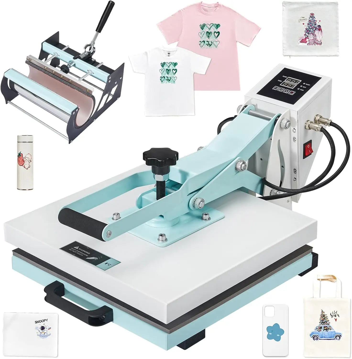 2-in-1 Heat Press, 15x15 Industrial Digital Sublimation Machine for T-Shirts, Mugs (30oz) and More, Blue, Ideal for DIY
2-in-1 Heat Press, 15x15 Industrial Digital Sublimation Machine for T-Shirts, Mugs (30oz) and More, Blue, Ideal for DIY