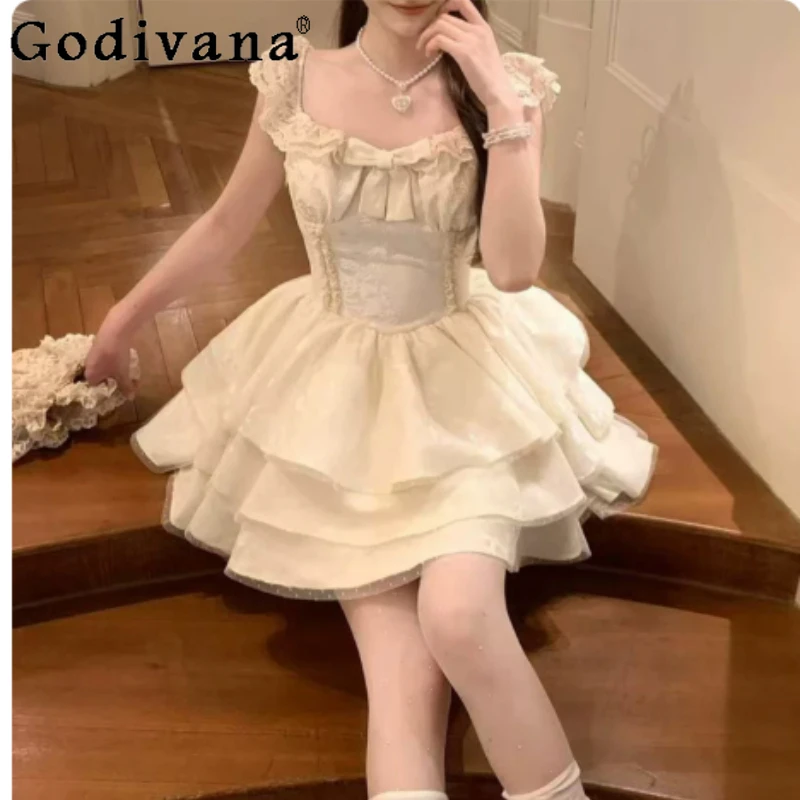 Spring Summer New Sweet Bow Princess Dress Women Fashion High Waist A-line Versatile Age-reducing Square Collar Fairy Dresses
Spring Summer New Sweet Bow Princess Dress Women Fashion High Waist A-line Versatile Age-reducing Square Collar Fairy Dresses