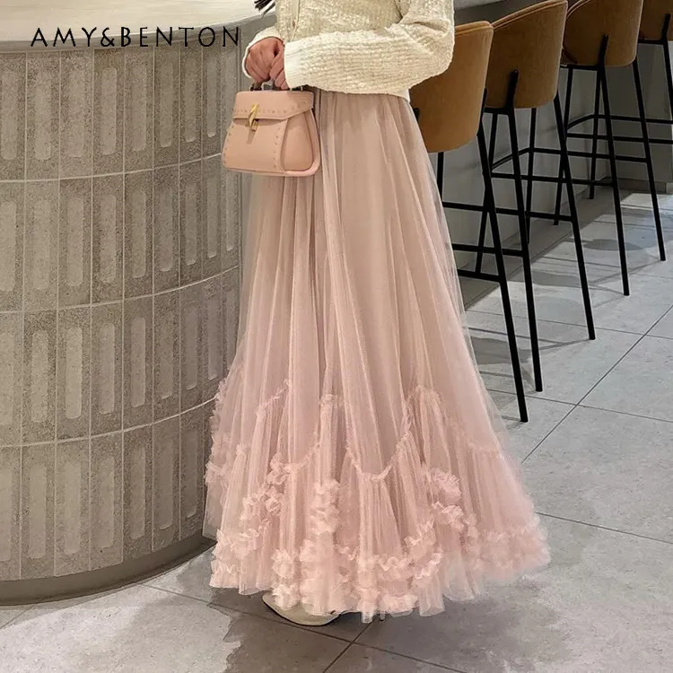 Japanese Sweet Cute Fungus Edge Splicing Mesh Skirt Women Spring and Summer New Solid Color Versatile Elastic Waist Slim Skirts
Japanese Sweet Cute Fungus Edge Splicing Mesh Skirt Women Spring and Summer New Solid Color Versatile Elastic Waist Slim Skirts