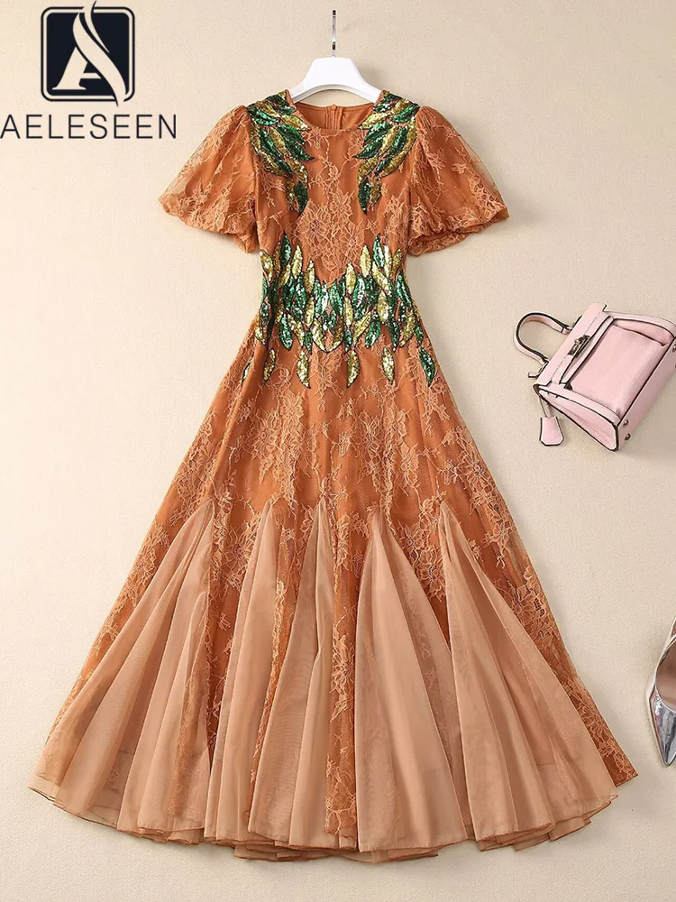 AELESEEN Runway Fashion Lace Dress Women 2025 Spring Summer Flare Sleeve Sequined Flower Embroidery Mesh Patchwork Slim Party
AELESEEN Runway Fashion Lace Dress Women 2025 Spring Summer Flare Sleeve Sequined Flower Embroidery Mesh Patchwork Slim Party