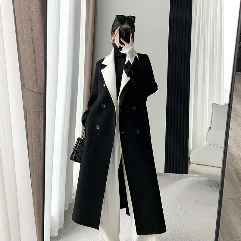 2023 Black Woolen Jacket For Women In Autumn And Winter New High-end Stitching Hepburn Style Temperament Medium Length Thick
2023 Black Woolen Jacket For Women In Autumn And Winter New High-end Stitching Hepburn Style Temperament Medium Length Thick