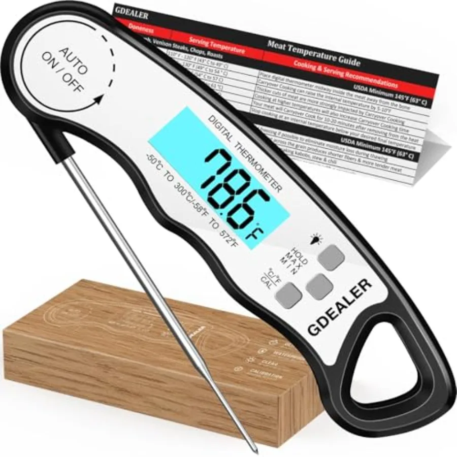 Meat Thermometer Digital Instant Read Food Thermometer Waterproof Ultra-Fast for Grill Cooking Kitchen with Backlight and Calib
Meat Thermometer Digital Instant Read Food Thermometer Waterproof Ultra-Fast for Grill Cooking Kitchen with Backlight and Calib