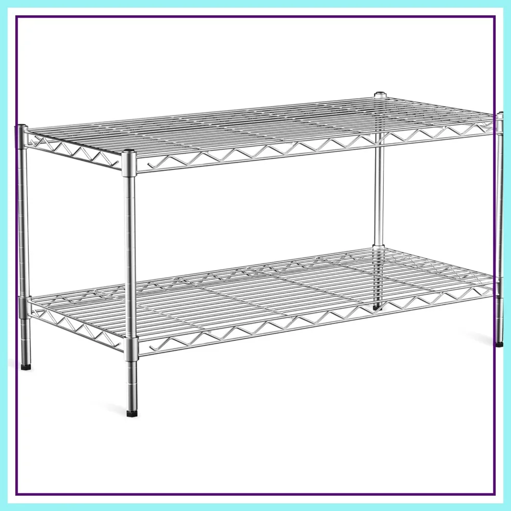 2-Tier Heavy Duty Shelving Unit, 36"W x 18"D x 19.5"H, Wire Shelf Rack with Lockable Wheels, Height Adjustable Storage for Garage, Kitchen, Laundry
2-Tier Heavy Duty Shelving Unit, 36"W x 18"D x 19.5"H, Wire Shelf Rack with Lockable Wheels, Height Adjustable Storage for Garage, Kitchen, Laundry