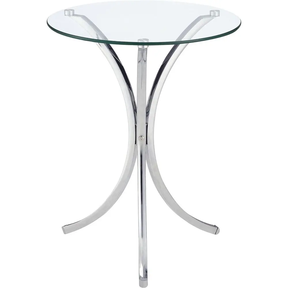 Modern Round Glass Top Metal Accent Table, Chrome Finish, Indoor Contemporary End Table
Modern Round Glass Top Metal Accent Table, Chrome Finish, Indoor Contemporary End Table