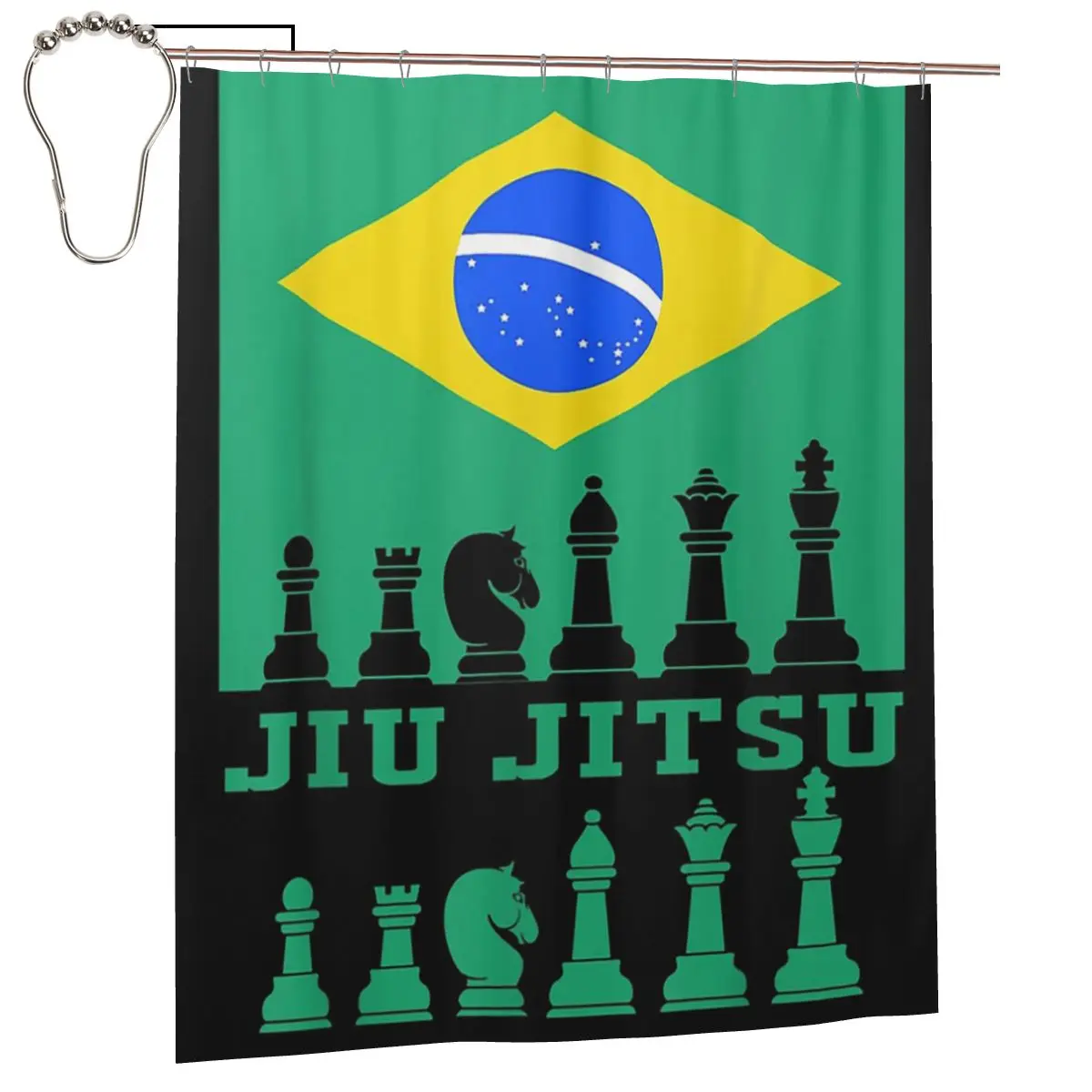Занавеска для душа с изображением флага бразильского джиу-джитсу и шахмат, полиэстеровая, водонепроницаемая, для ванной комнаты, с крючками
Занавеска для душа с изображением флага бразильского джиу-джитсу и шахмат, полиэстеровая, водонепроницаемая, для ванной комнаты, с крючками