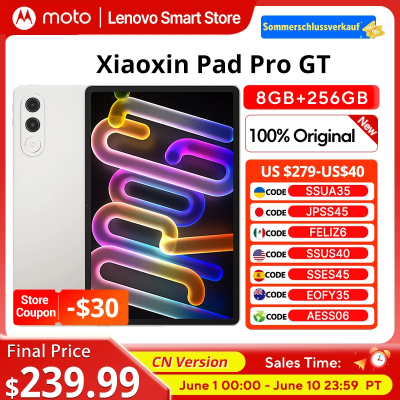 New Original Lenovo Xiaoxin Pad Pro GT Tablet CN Version Snapdragon 8 Gen 3 11.1'' 3.2K LCD 144Hz Display Android 8860mAh Pad PC
New Original Lenovo Xiaoxin Pad Pro GT Tablet CN Version Snapdragon 8 Gen 3 11.1'' 3.2K LCD 144Hz Display Android 8860mAh Pad PC