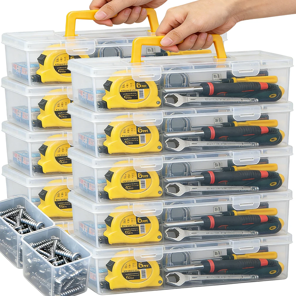 Handheld Toolbox Clear Portable Case Tool Parts Storage Box Multi-Compartment Wrench Screw Hardware Multi-functional Organizer
Handheld Toolbox Clear Portable Case Tool Parts Storage Box Multi-Compartment Wrench Screw Hardware Multi-functional Organizer