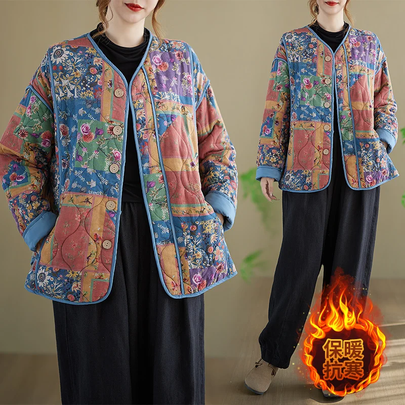 Casual Cotton Linen Loose Lightweight Women's Jacket Winter Vintage Print Diamond Pattern Large Coat Comfortable Straight Fit
Casual Cotton Linen Loose Lightweight Women's Jacket Winter Vintage Print Diamond Pattern Large Coat Comfortable Straight Fit