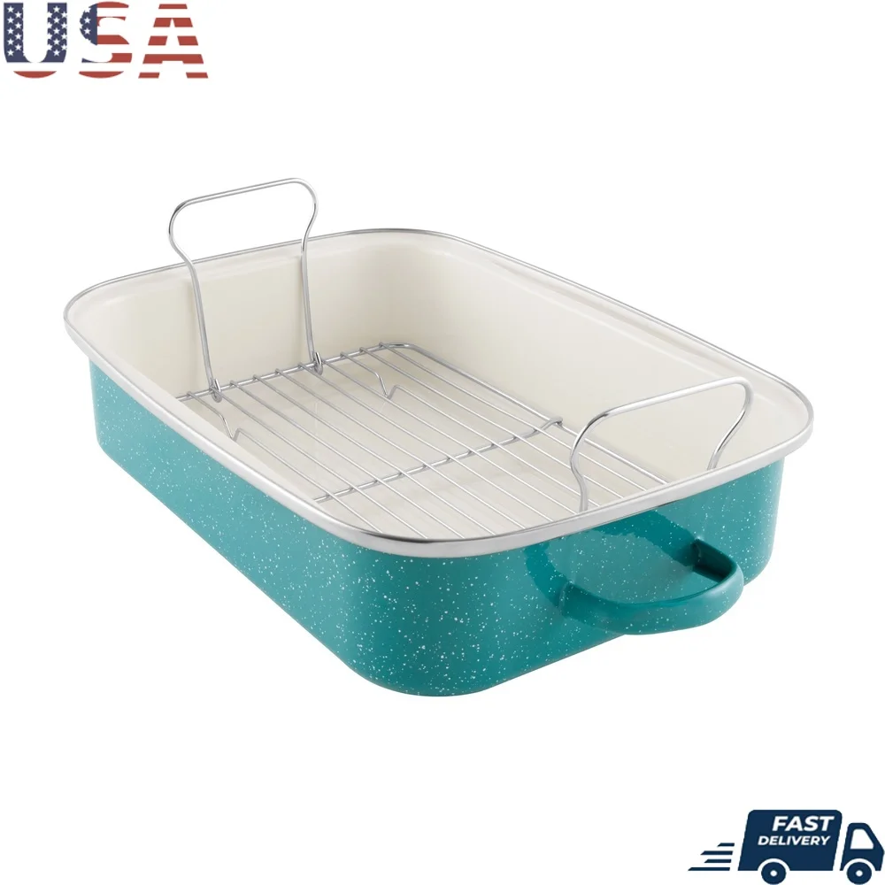 Enamel Steel Roaster with Rack Integrated Handle Vintage Style Perfect Turkey Chicken Ham Family Meals Easy Clean Up
Enamel Steel Roaster with Rack Integrated Handle Vintage Style Perfect Turkey Chicken Ham Family Meals Easy Clean Up