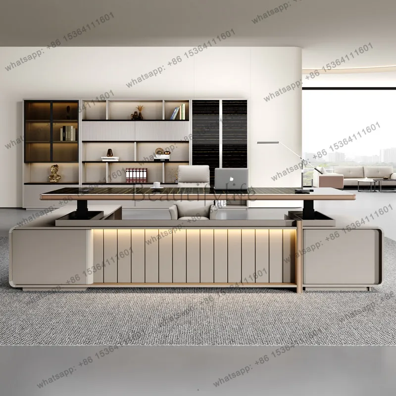 Electric lift boss desk With edge cabinet Modern multifunctional design Computer desk luxury bureaux de travail furniture
Electric lift boss desk With edge cabinet Modern multifunctional design Computer desk luxury bureaux de travail furniture