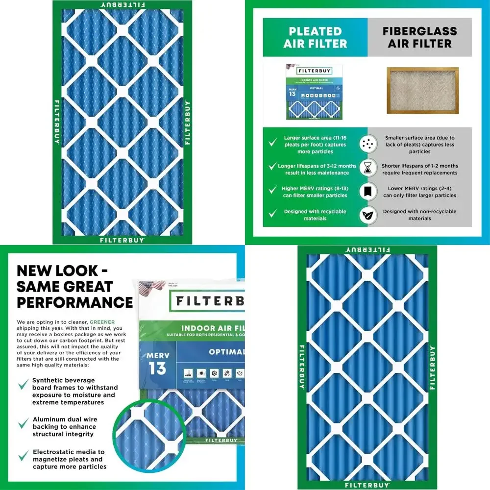 4-Pack MERV 13 Air Filters, Optimal Smoke & Allergy Protection, 13.5 x 24.5 x 1.75 HVAC Replacement Filters
4-Pack MERV 13 Air Filters, Optimal Smoke & Allergy Protection, 13.5 x 24.5 x 1.75 HVAC Replacement Filters