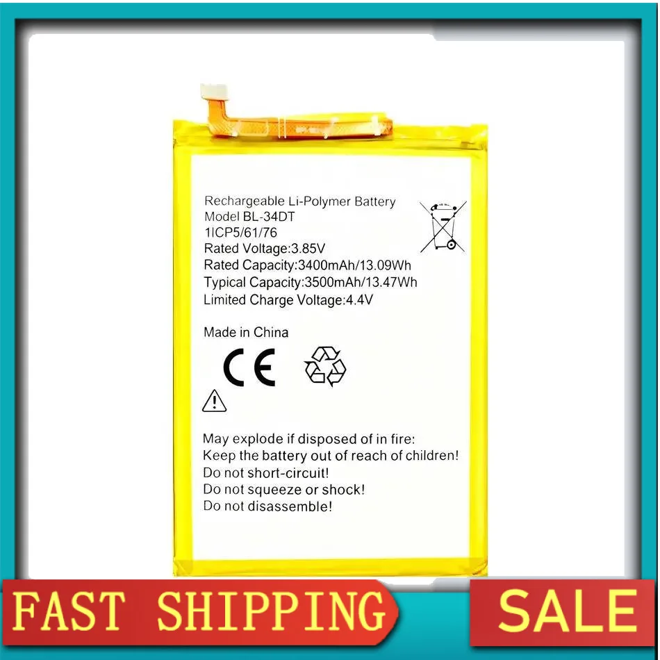 Mobile Phone Battery For Tecno Phantom 9 Phantom9 CC9 AB7 Camon 12 Pro CAMON12 3400Mah BL-34DT Long-Lasting High-Capacity
Mobile Phone Battery For Tecno Phantom 9 Phantom9 CC9 AB7 Camon 12 Pro CAMON12 3400Mah BL-34DT Long-Lasting High-Capacity