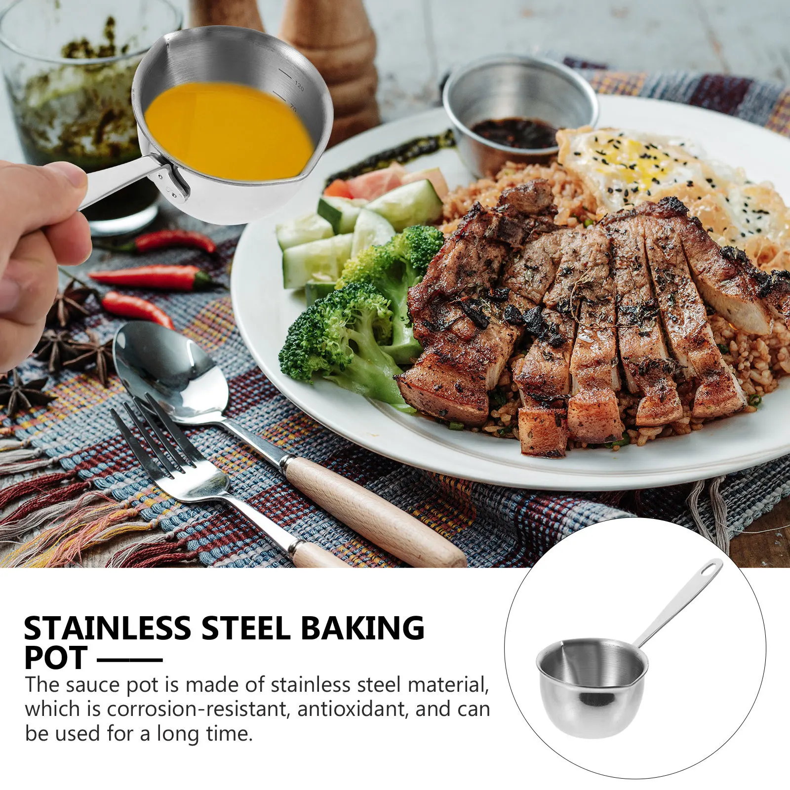 Stainless Steel Sauce Pan 120ml Multi-Purpose Milk Pot Thick Handle with Scale Anti-Scalding Small Cooking Pot
Stainless Steel Sauce Pan 120ml Multi-Purpose Milk Pot Thick Handle with Scale Anti-Scalding Small Cooking Pot