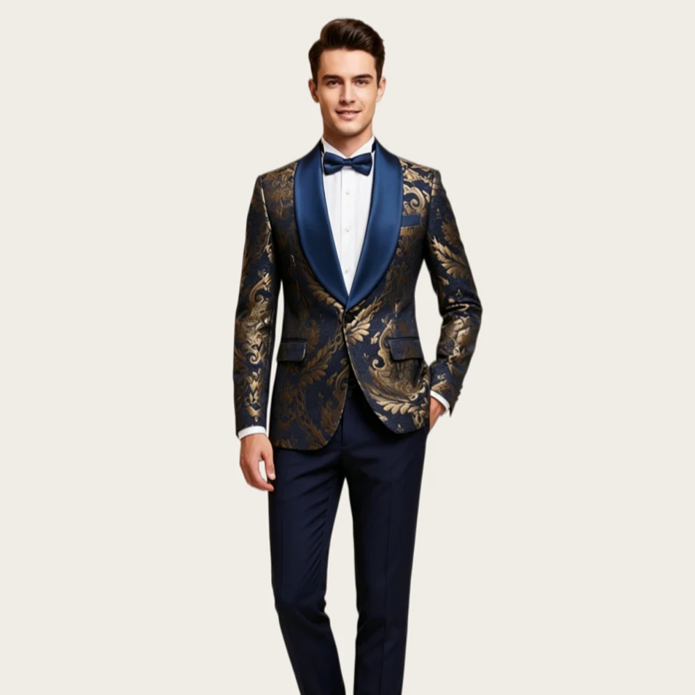 Luxury Jacquard Men's Suits with Shawl Lapel One Button Tuxedo Wedding Groom Blazer Set Prom Slim Fit Jacket+Pants Customized
Luxury Jacquard Men's Suits with Shawl Lapel One Button Tuxedo Wedding Groom Blazer Set Prom Slim Fit Jacket+Pants Customized