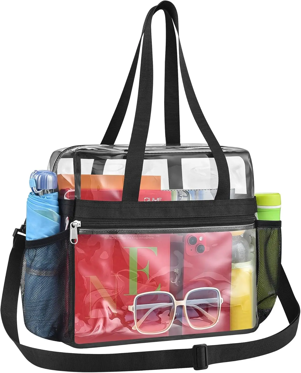 Clear Bag for Stadium Events, 12x6x12 inches Tote Bag with Detachable Reinforced Strap for Sports Concert and Work
Clear Bag for Stadium Events, 12x6x12 inches Tote Bag with Detachable Reinforced Strap for Sports Concert and Work