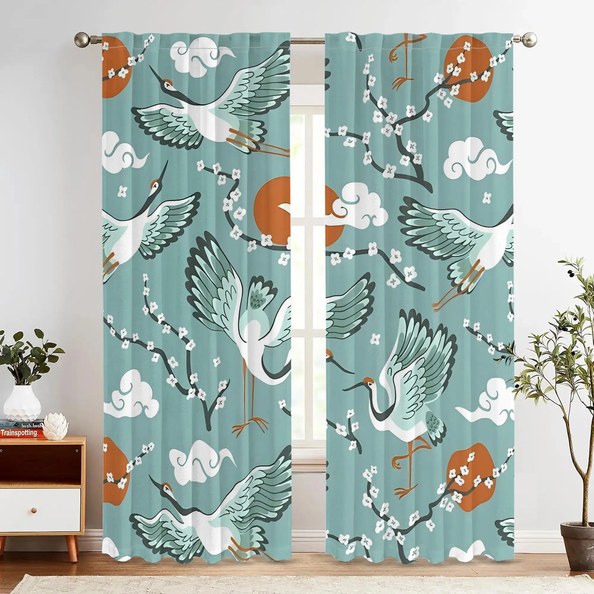 Elegant Teal Watercolor Bird Crane Blossom Curtain Panels Japandi Style Window Decoration for Living Room Bedroom Curtain
Elegant Teal Watercolor Bird Crane Blossom Curtain Panels Japandi Style Window Decoration for Living Room Bedroom Curtain