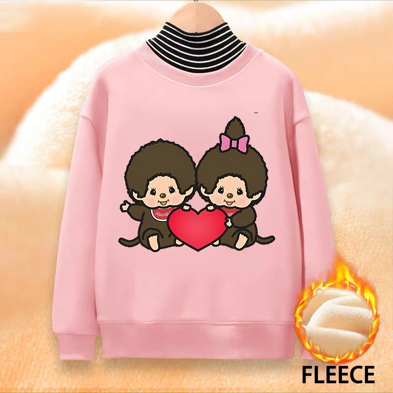 Monchhichi Children High Neck Sweatshirt Cartoon Print Fleece Lined Pullover Girls Kawaii Winter Warm Tops Kids Birthday Gifts
Monchhichi Children High Neck Sweatshirt Cartoon Print Fleece Lined Pullover Girls Kawaii Winter Warm Tops Kids Birthday Gifts