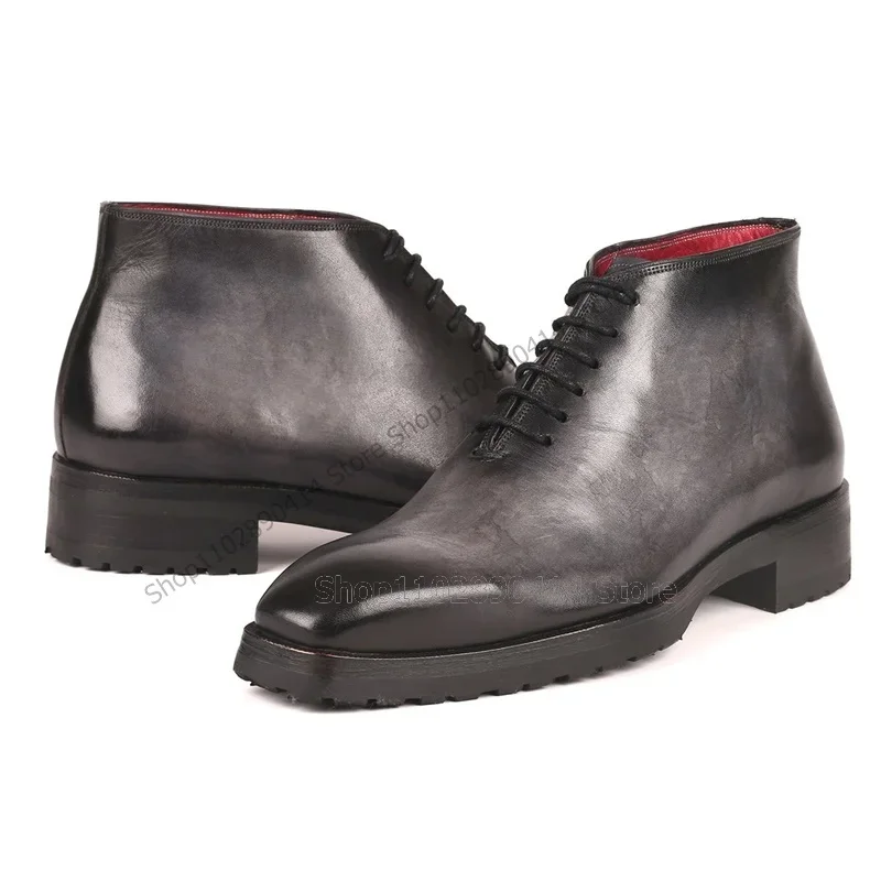 Gray Black Gradient Color Strappy Square Toe Ankle Boots Fashion Lace Up Men Shoes Luxury Handmade Party Banquet Men Dress Shoes
Gray Black Gradient Color Strappy Square Toe Ankle Boots Fashion Lace Up Men Shoes Luxury Handmade Party Banquet Men Dress Shoes